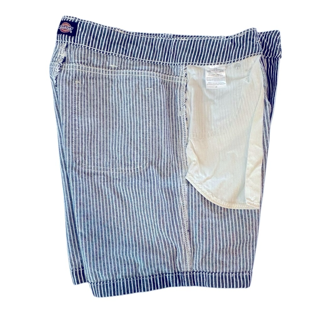 Dickies Hickory Railroad Pinstripe Airforce Blue White Button Cargo Shorts 26 3 - Picture 9 of 12